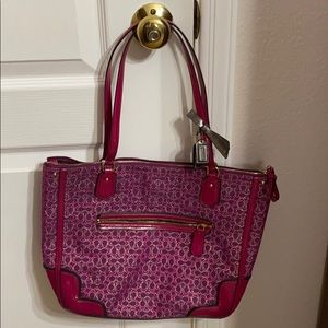 Coach Pink/Purple signature Jacquard canvasleather